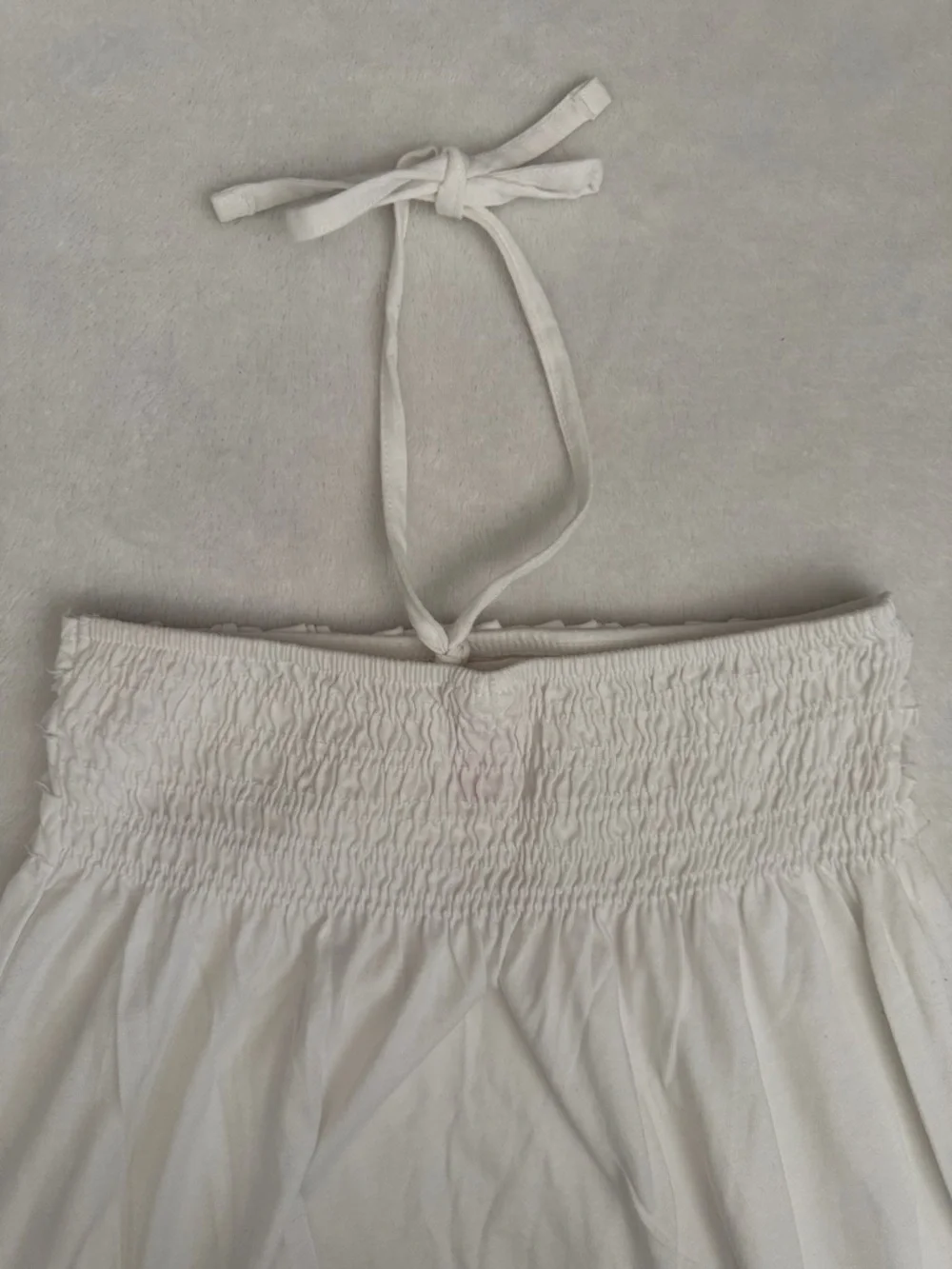 Xhilaration | Ruffle Smocked Halter Tie Neck Swim Coverup Dress White (M 7/8) - Picture 8 of 11